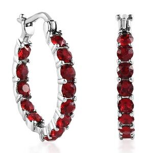 Siam Red Swarovski Crystal hoop earrings stainless steel with snap closure BNIB